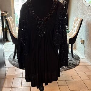 Dress Barn Black Beaded Tunic